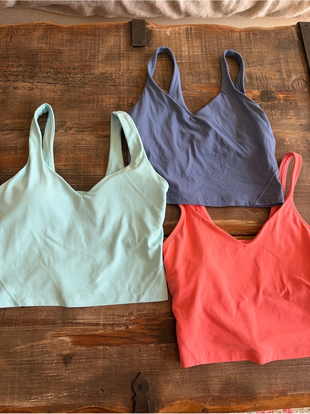 align V-Neck Cropped Tank Tops in Mint, Lavender, and Coral bundle